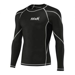 Hawk Sports Mens Compression Shirts Base Layer Athletic Gym MMA BJJ Rash Guard No Gi Full Long Sleeve Rashguard Shirt for Men (Black, Medium)